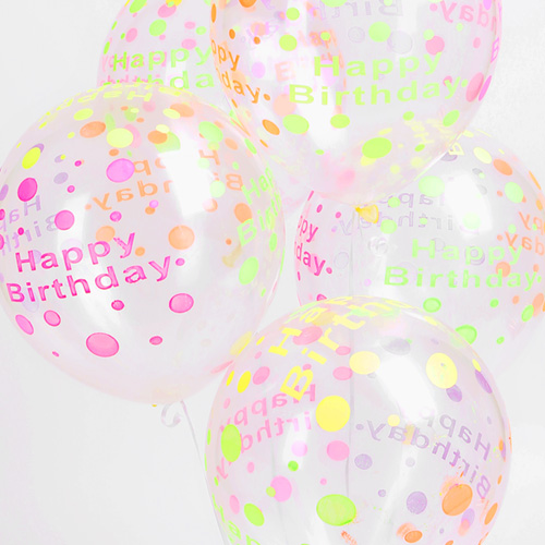 헬륨풍선(30개)네온 형광 - 생일투명
