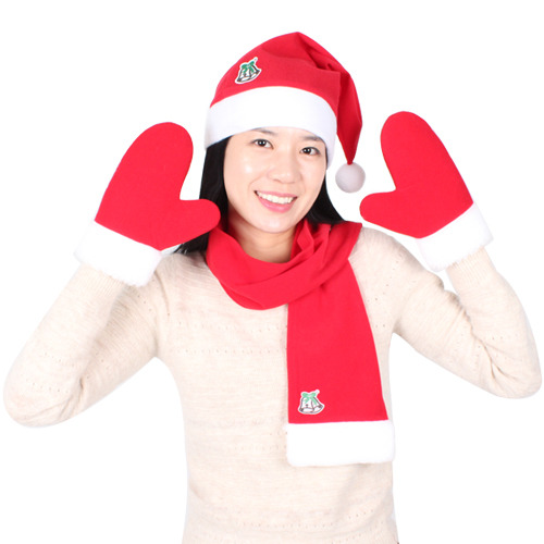 산타의상세트 여성용(모자+목도리+장갑)고급