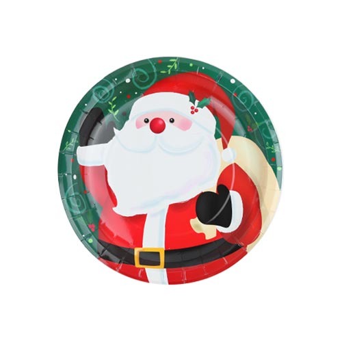 크리스마스 홈파티 접시 18cm (6개입) 산타