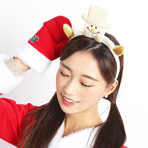 크리스마스 블론드 머리띠 (눈사람)